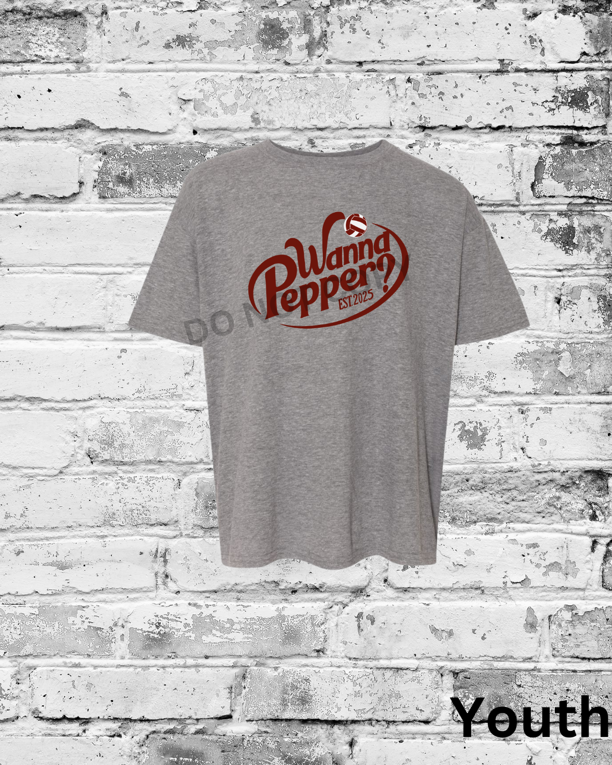 Youth Graphite Heather T-Shirt w/Maroon Wanna Pepper