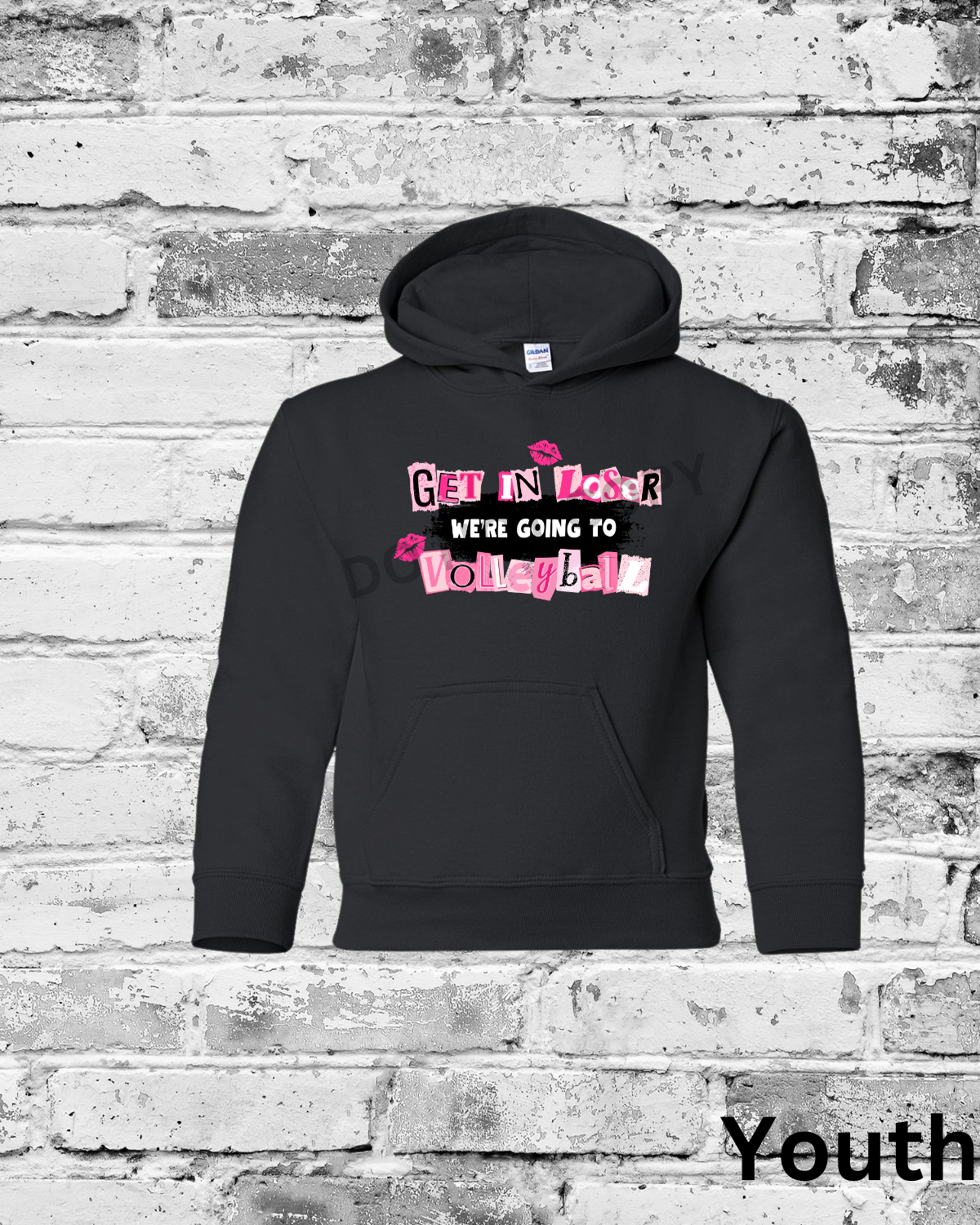Youth Black Hoodie w/Get in Loser