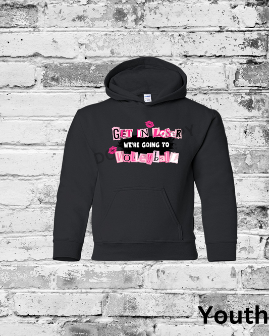 Youth Black Hoodie w/Get in Loser