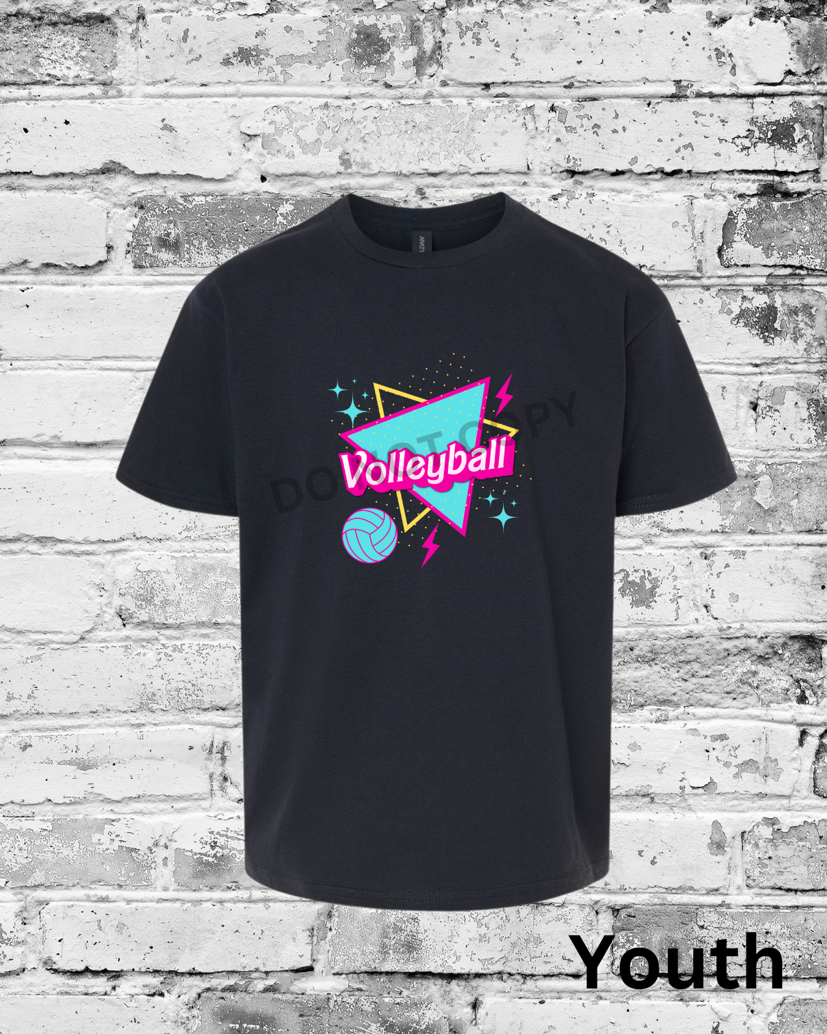 Youth Black T-Shirt w/Barbie Volleyball