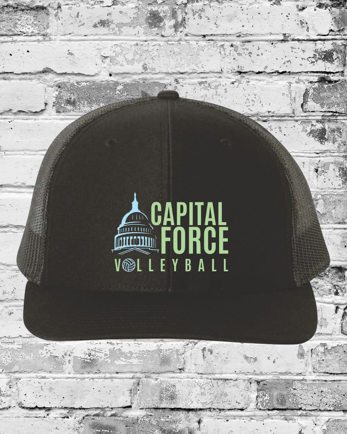 Embroidered Black Trucker Cap w/Logo
