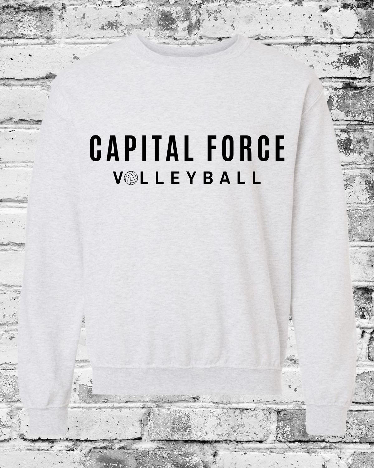 Adult Ash Crewneck w/Black Capital Force
