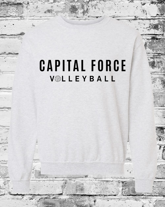 Adult Ash Crewneck w/Black Capital Force