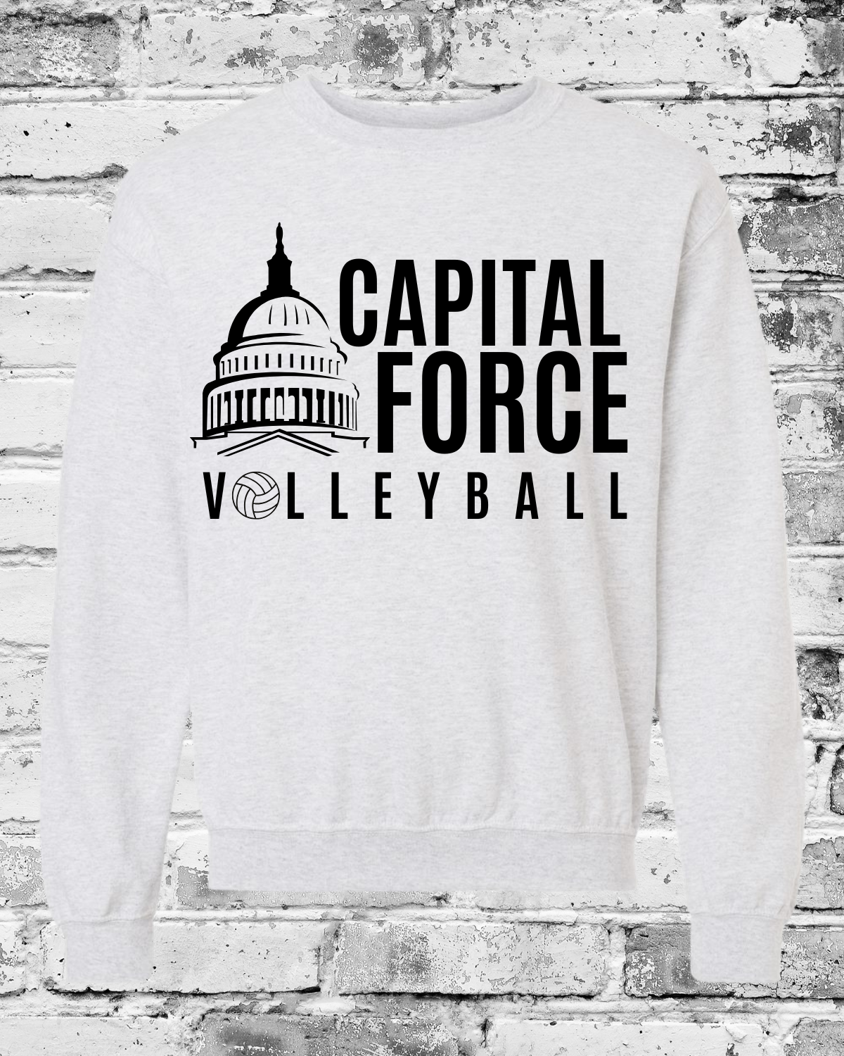 Adult Ash Crewneck w/Black Logo