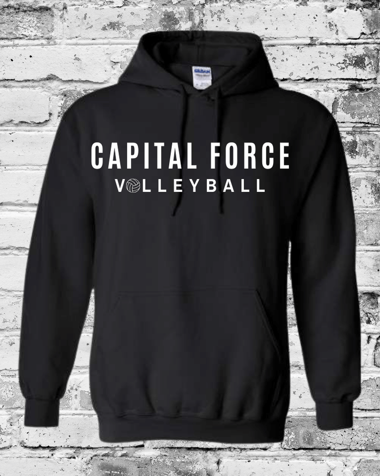 Adult Black Hoodie w/White Capital Force