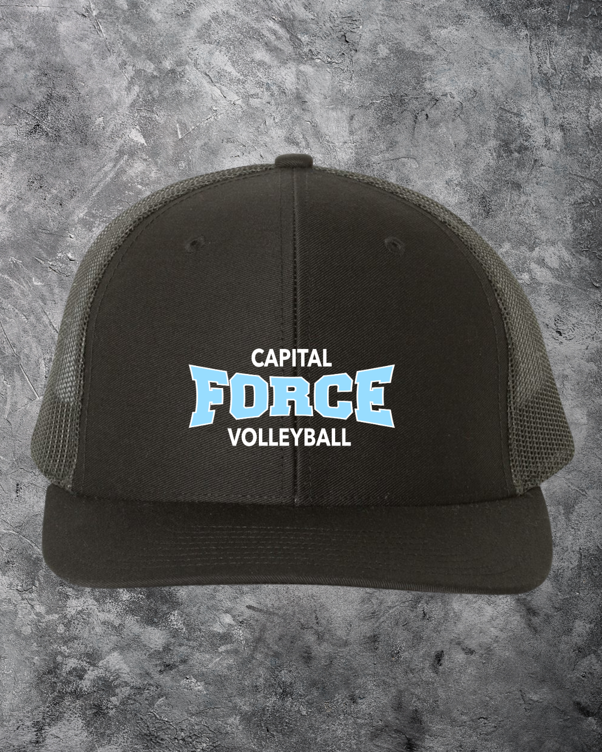 Embroidered Black Trucker Cap w/ Force