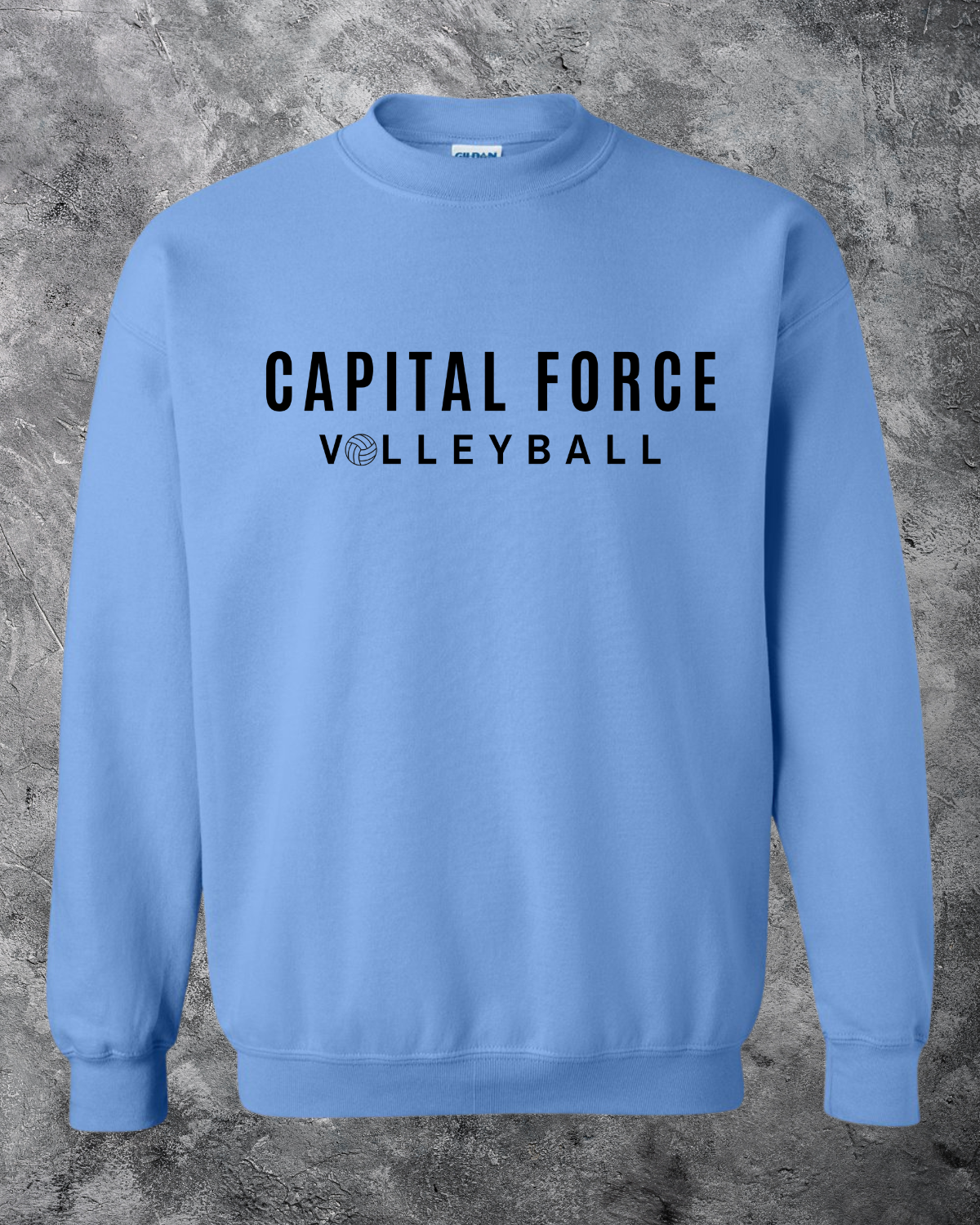 Adult Blue Crewneck w/ Black Capital Force