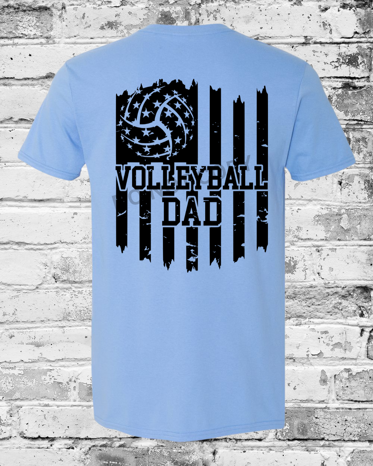 Adult Carolina Blue T-Shirt w/Black Dad Flag