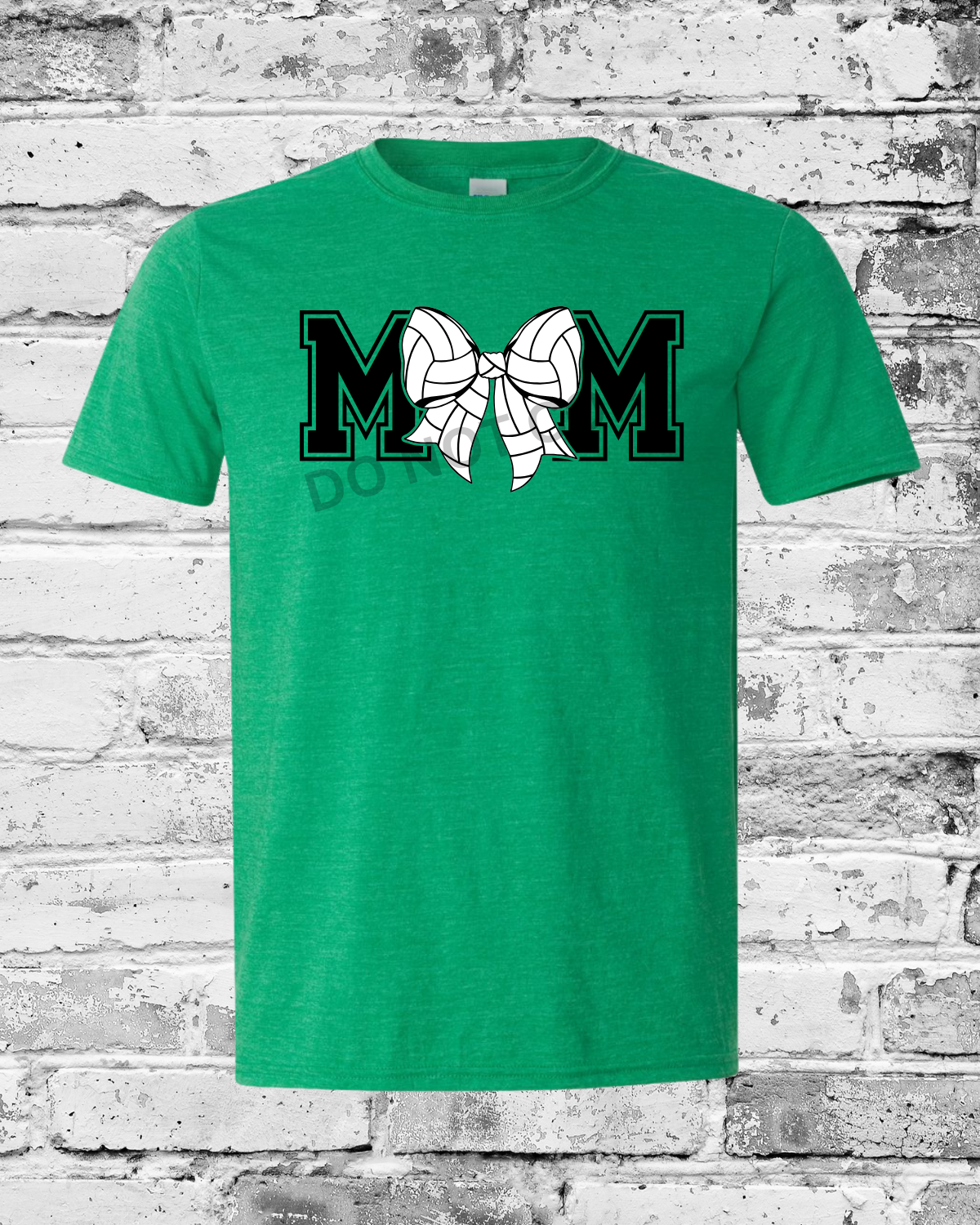 Adult Heather Irish Green T-Shirt w/Mom Volleyball Bow