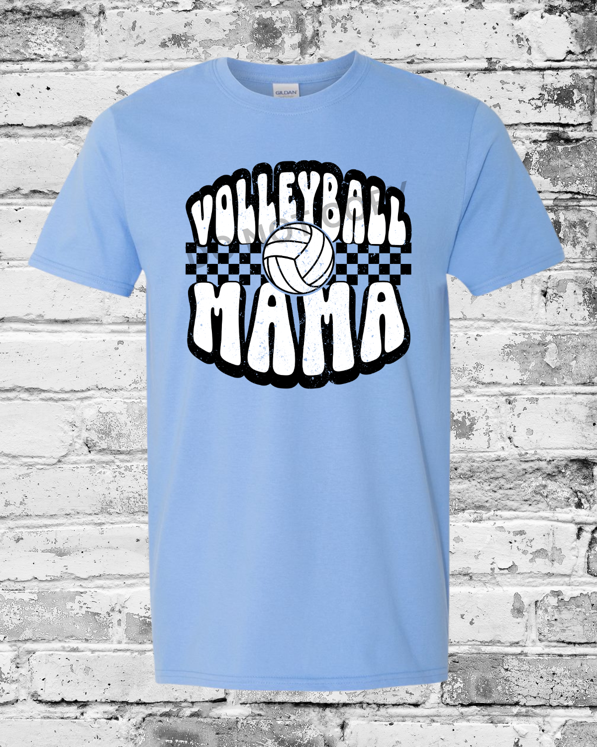 Adult Carolina Blue T-Shirt w/Retro Volleyball Mama