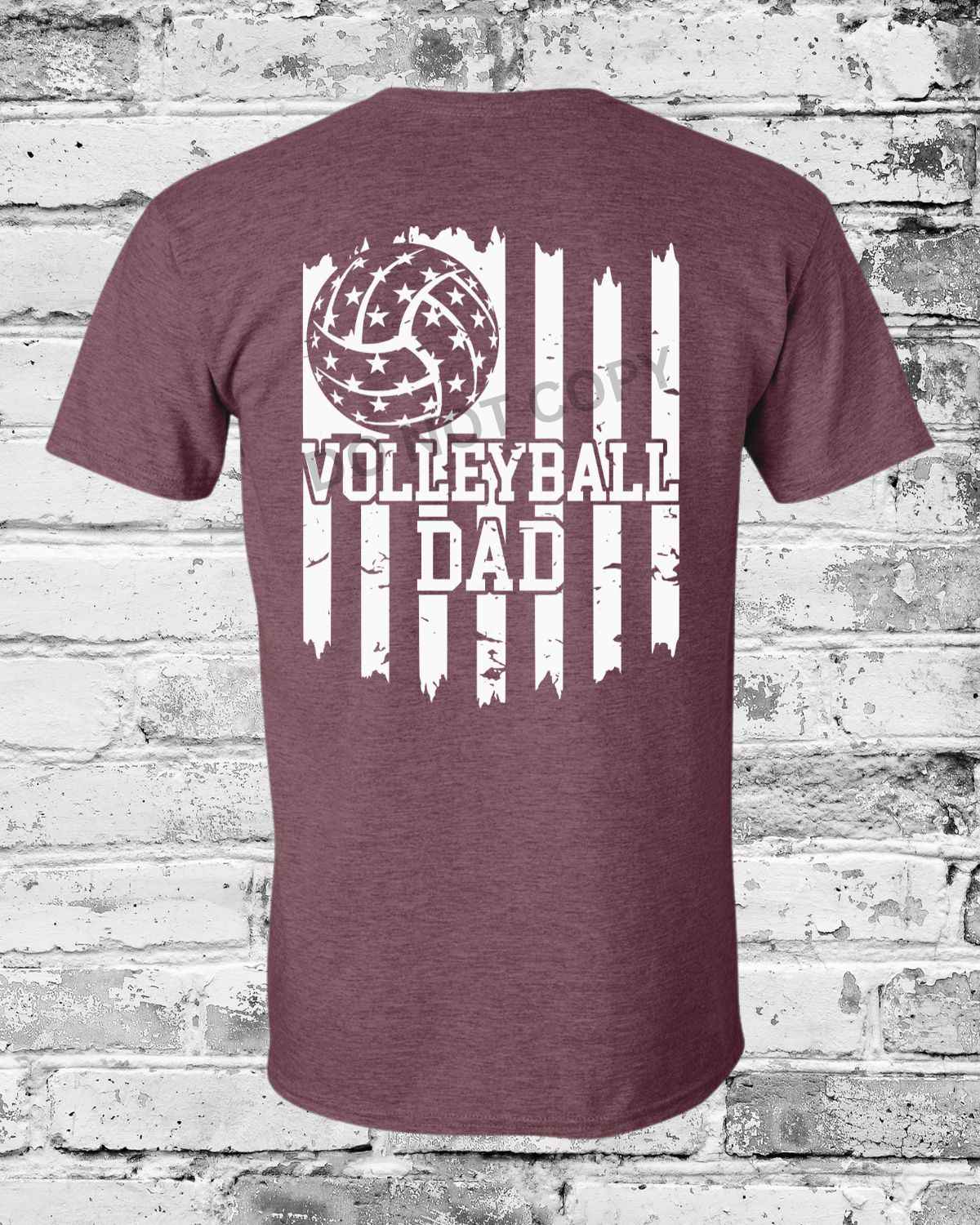 Adult Heather Maroon T-Shirt w/White Dad Flag
