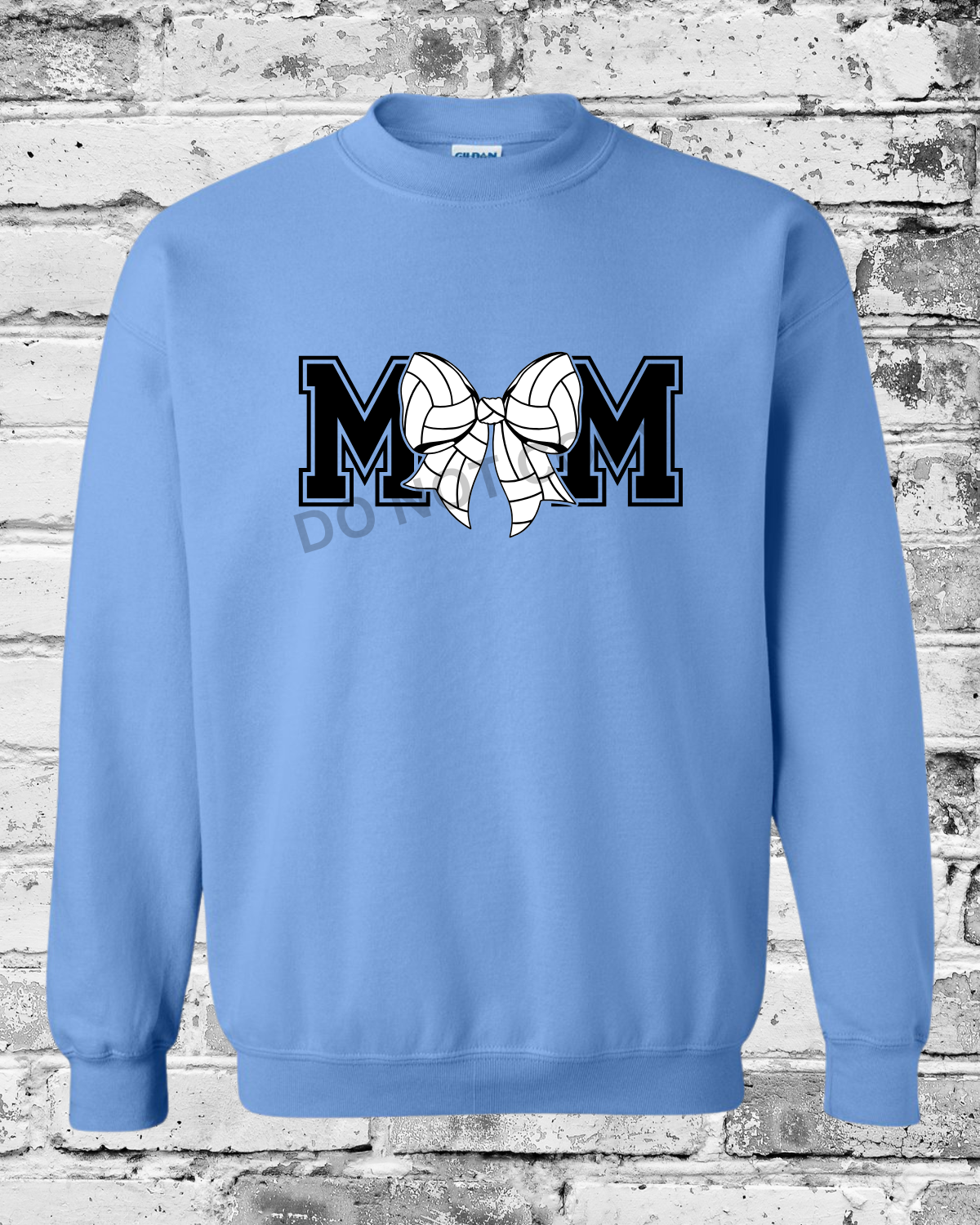 Adult Carolina Blue Crewneck w/Mom Volleyball Bow