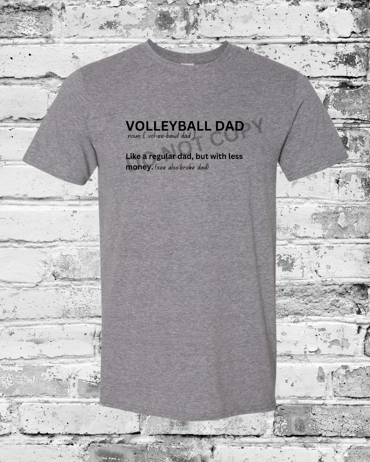 Adult Graphite Heather T-Shirt w/Black Volleyball Dad Definition