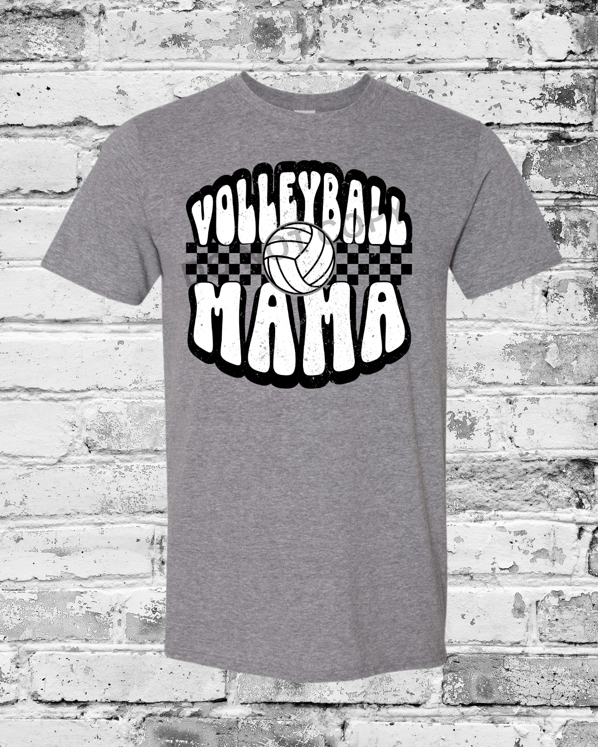 Adult Graphite Heather T-Shirt w/Retro Volleyball Mama