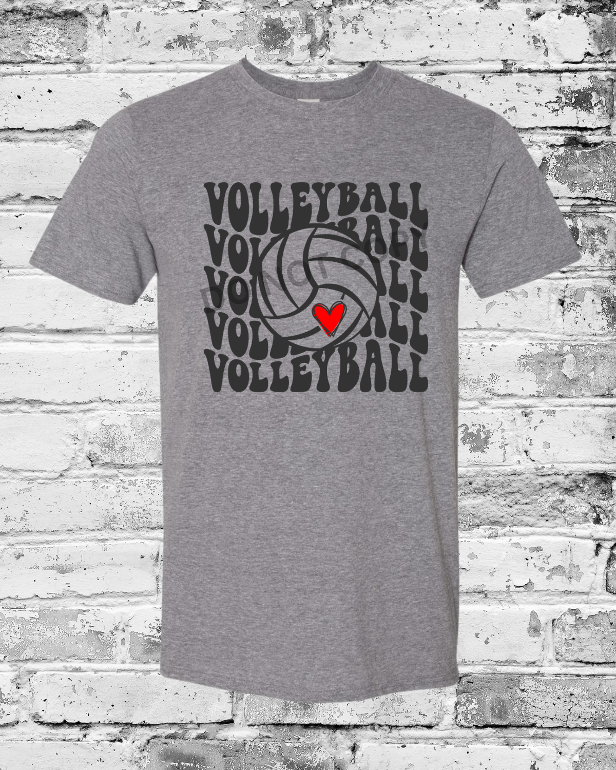 Adult Graphite Heather T-Shirt w/Black Wave Volleyball