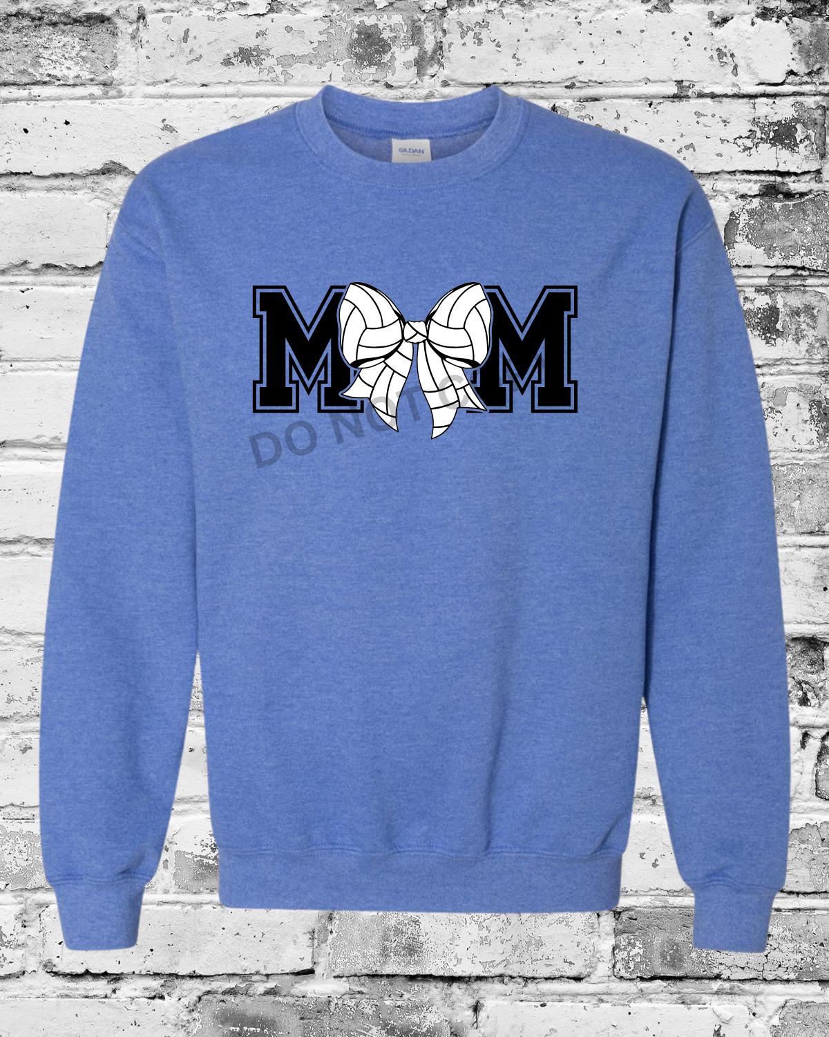 Adult Heather Deep Royal Crewneck w/Mom Volleyball Bow