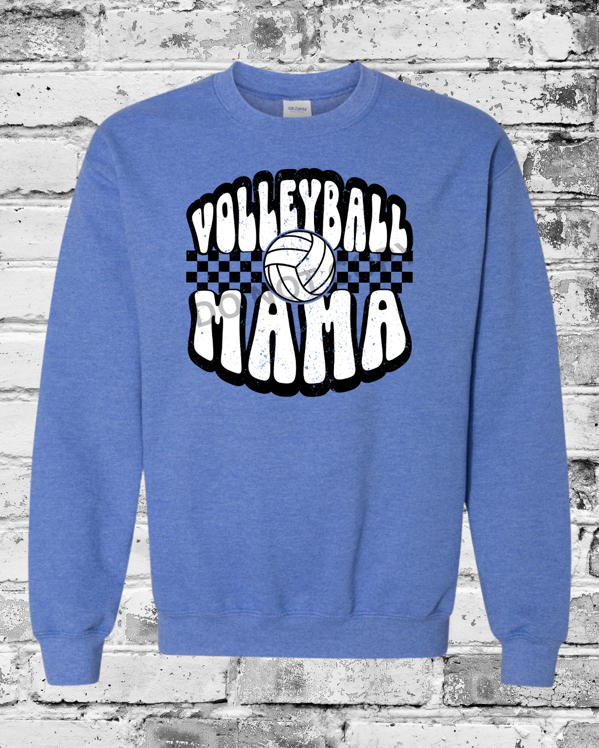 Adult Heather Deep Royal Crewneck w/Retro Volleyball Mama