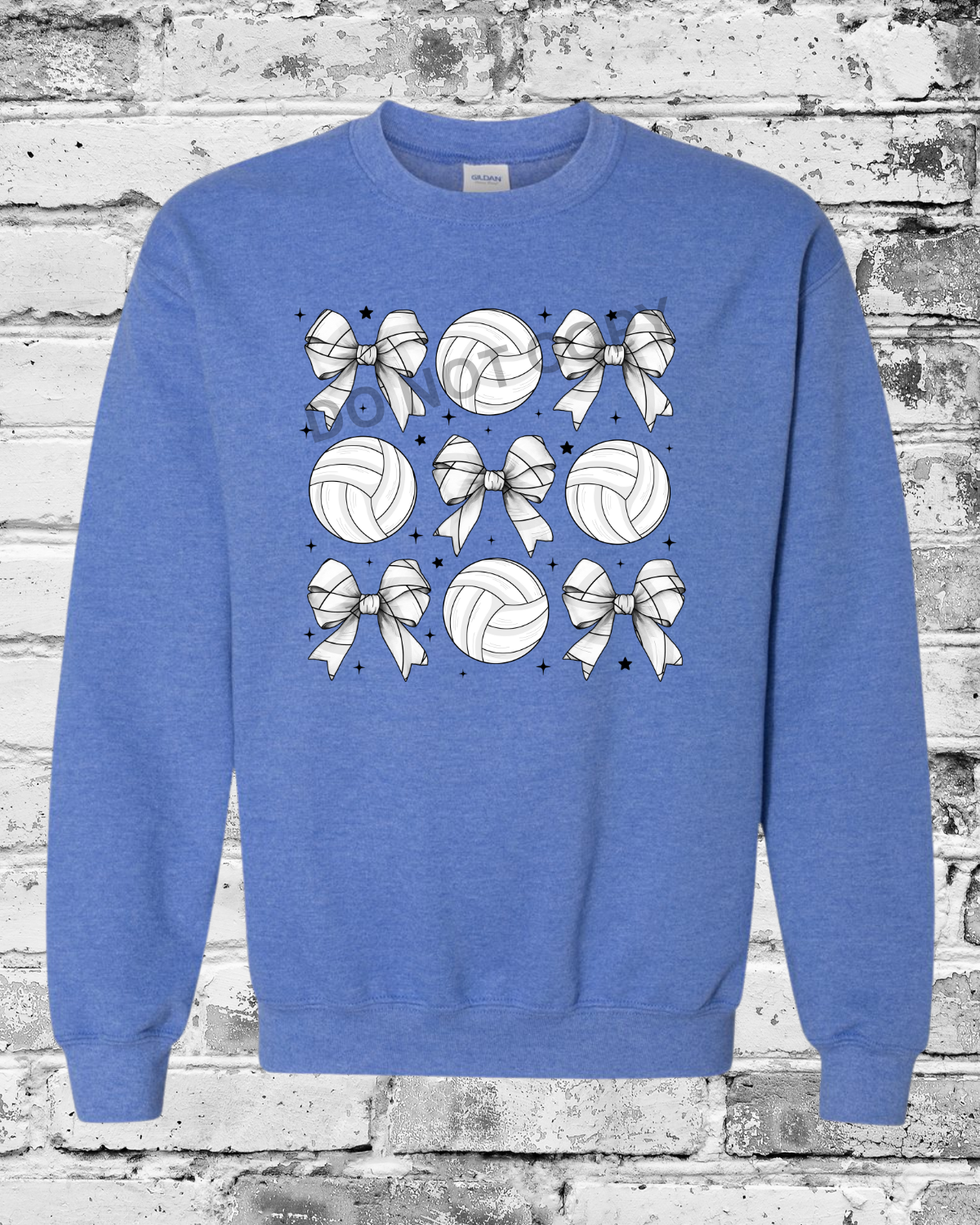 Adult Heather Deep Royal Crewneck w/Bow