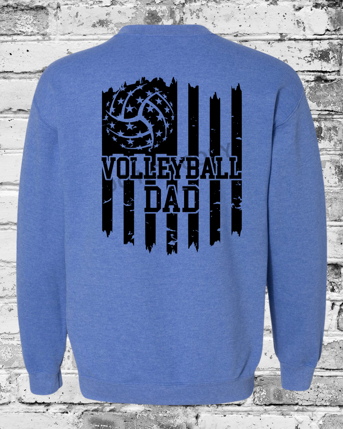 Adult Heather Deep Royal Crewneck w/Black Dad Flag