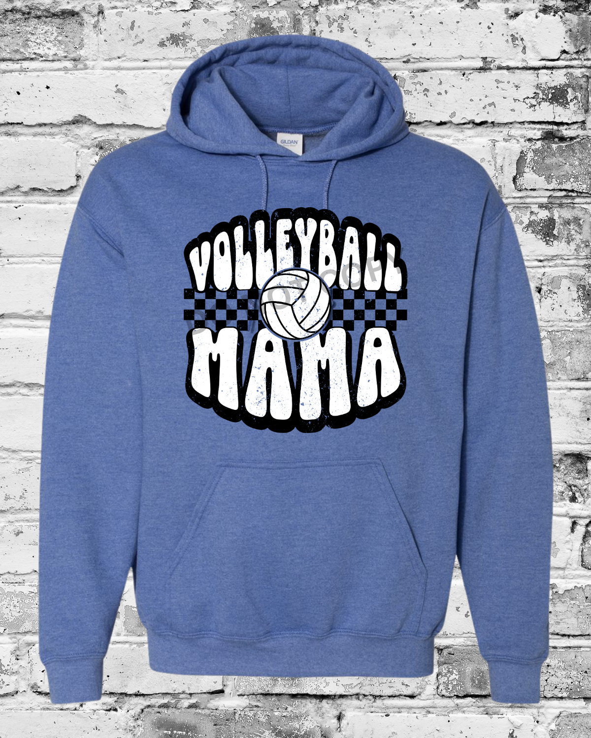 Adult Heather Deep Royal Hoodie w/Retro Volleyball Mama