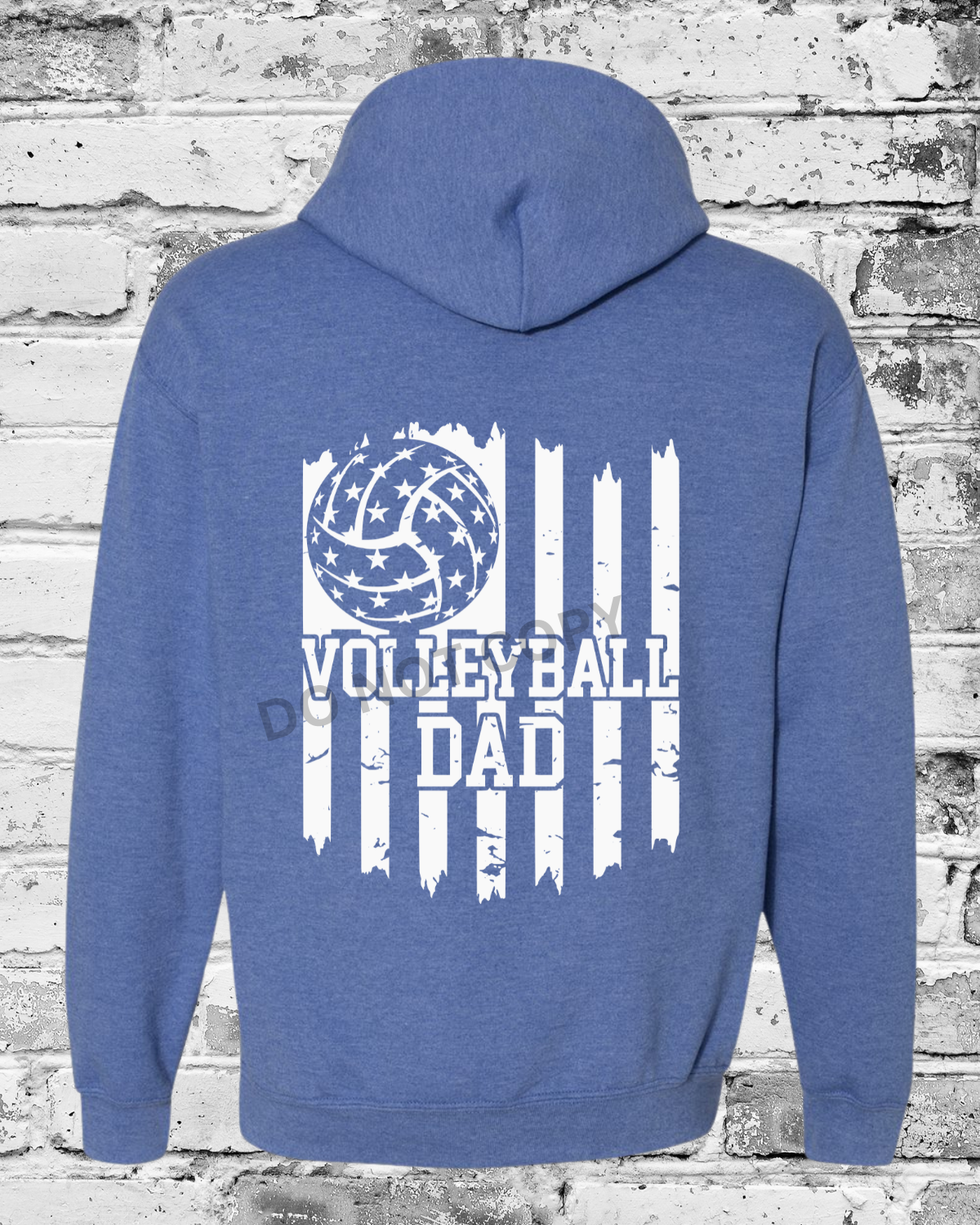 Adult Heather Deep Royal Hoodie w/White Dad Flag