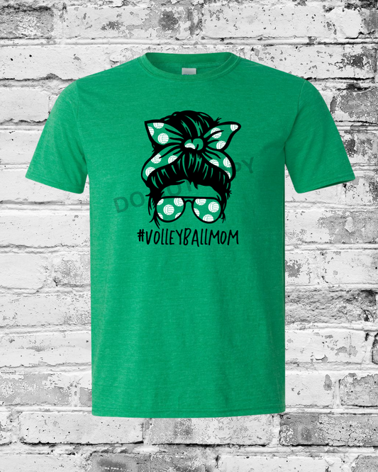 Adult Heather Irish Green T-Shirt w/Messy Bun Mom
