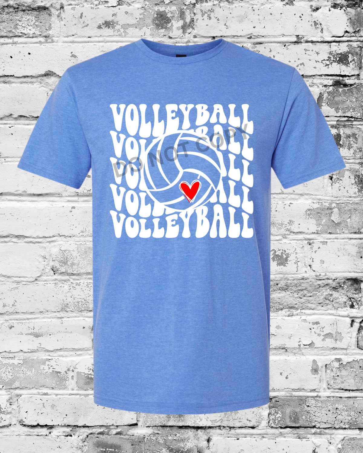 Adult Heather Royal T-Shirt w/White Wave Volleyball
