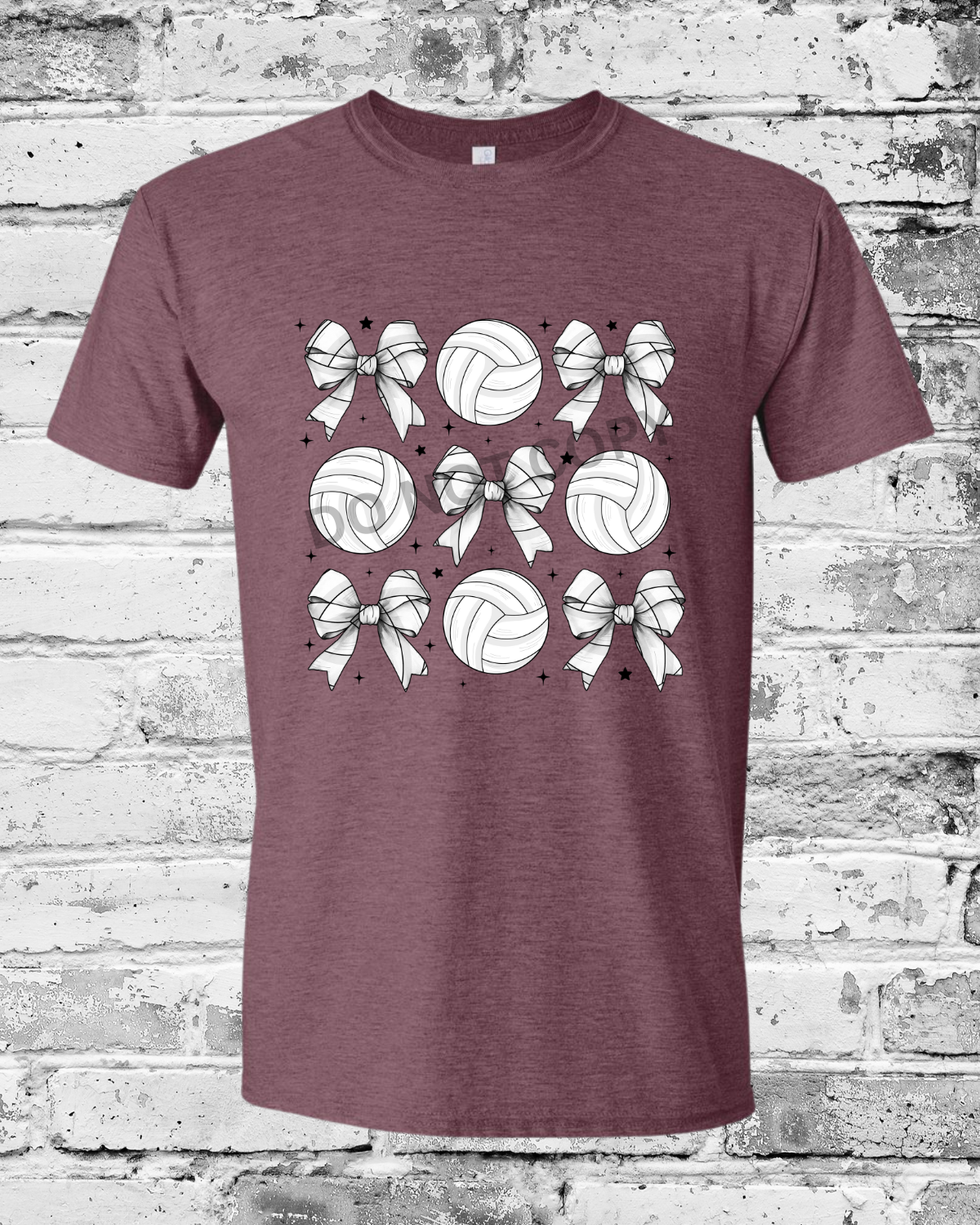 Adult Heather Maroon T-Shirt w/Bow