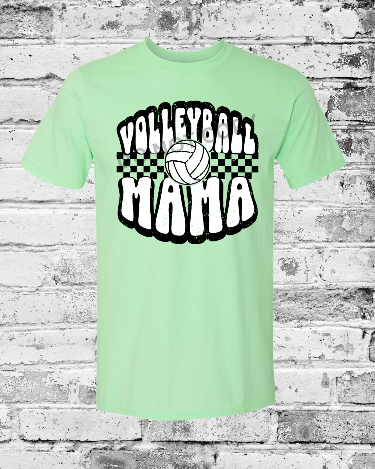 Adult Mint Green T-Shirt w/Retro Volleyball Mama