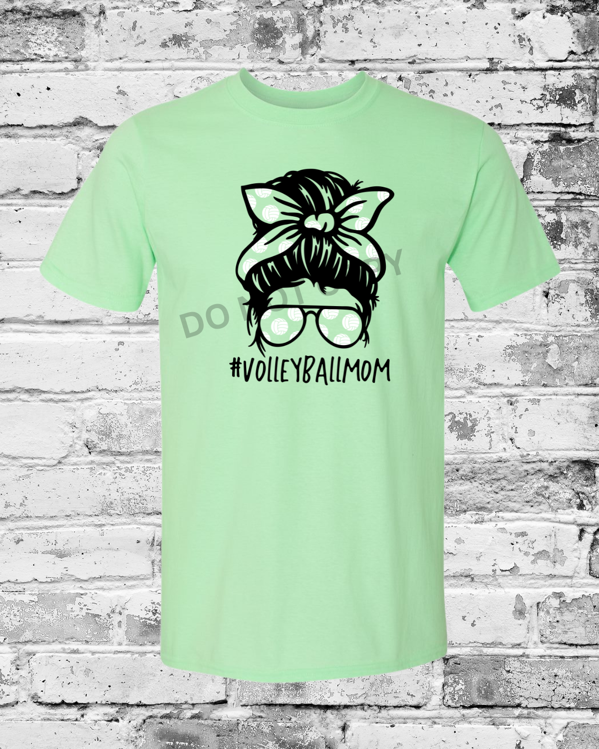 Adult Mint Green T-Shirt w/Messy Bun Mom