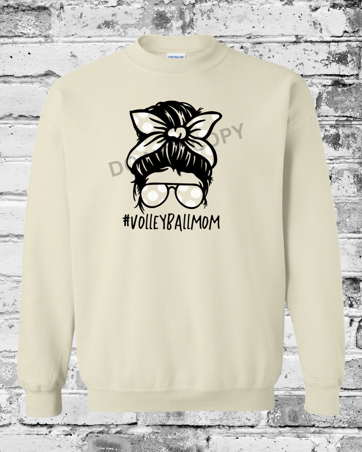 Adult Sand Crewneck w/Messy Bun Mom