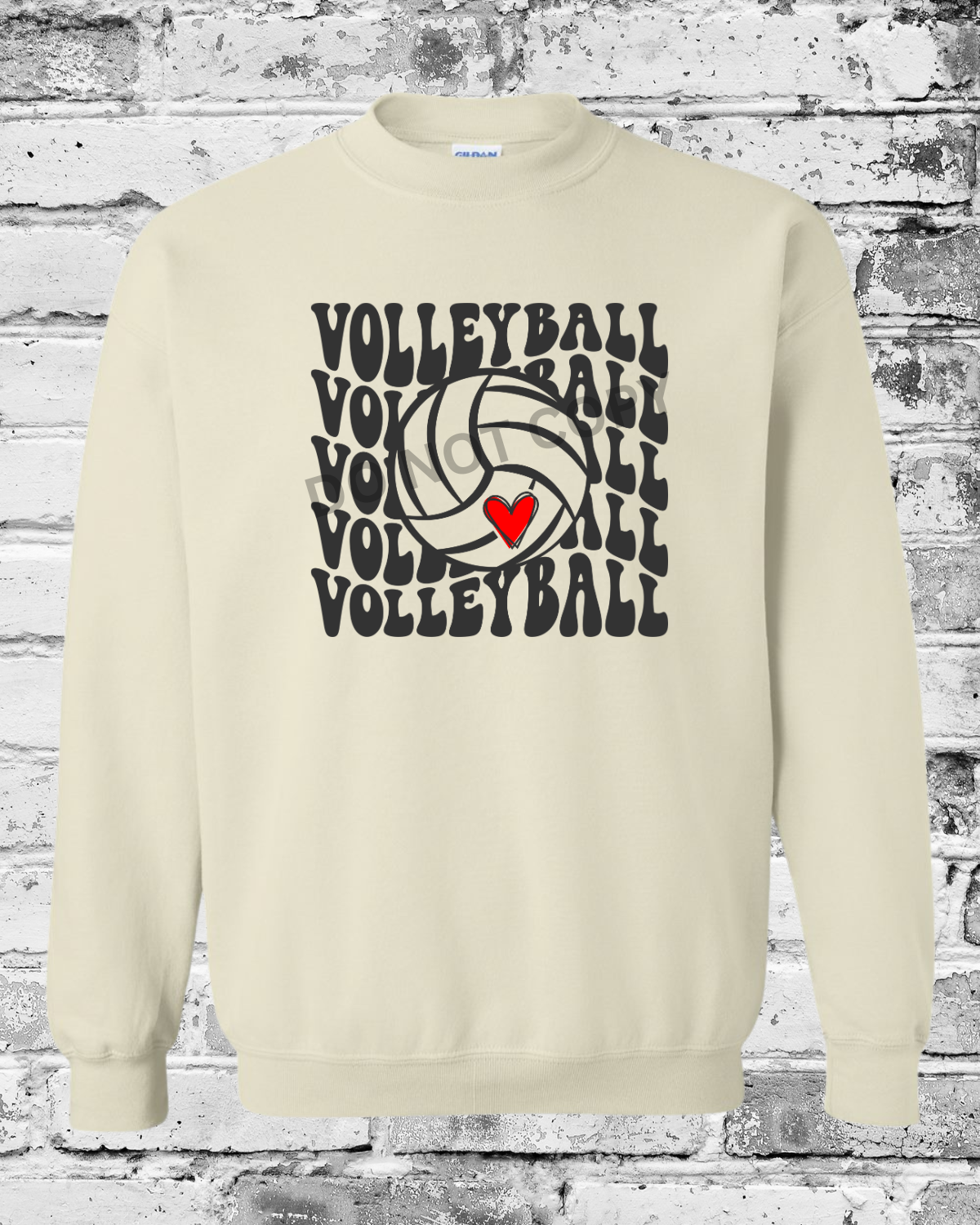 Adult Sand Crewneck w/Black Wave Volleyball
