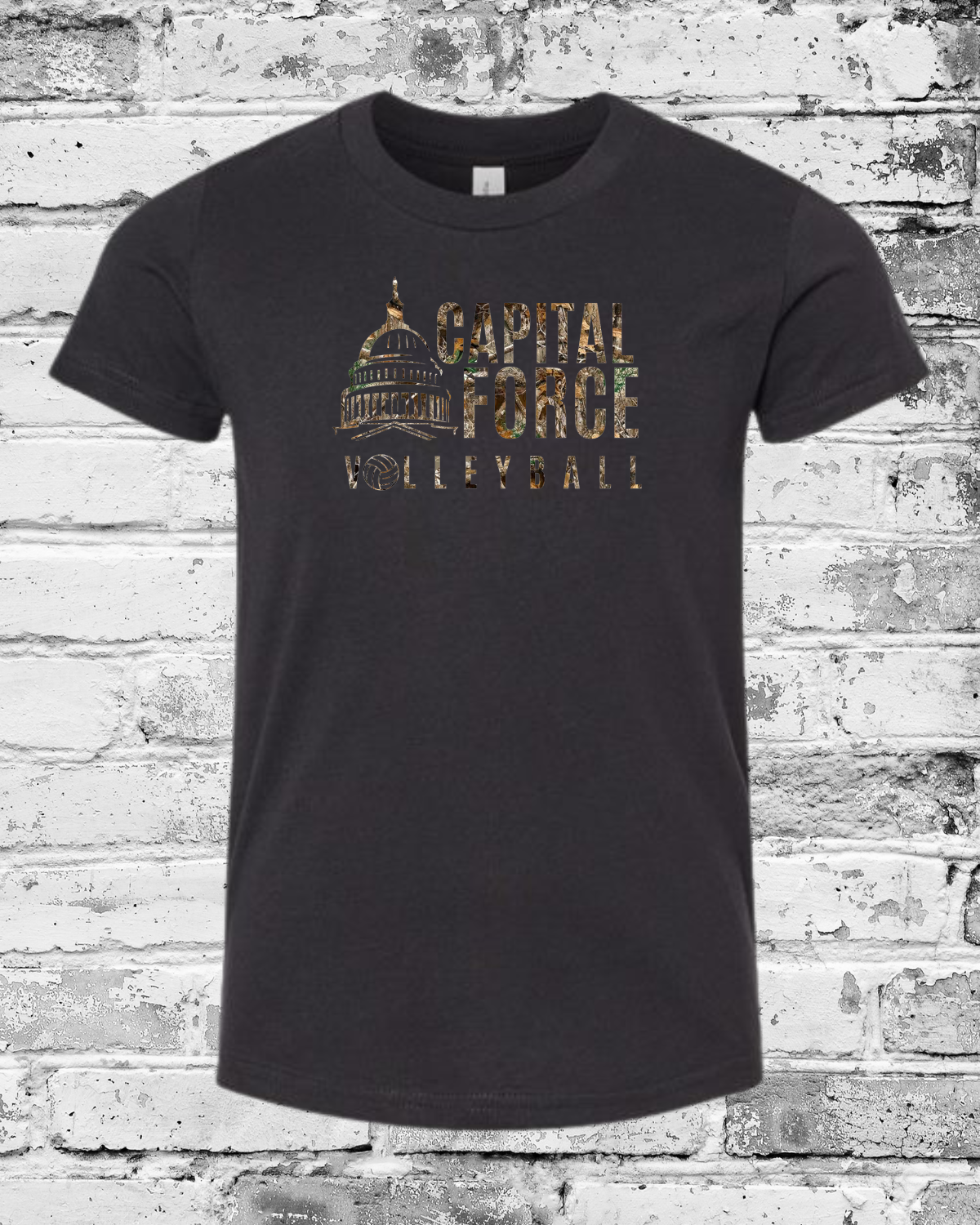Youth Black T-Shirt w/Camo Logo