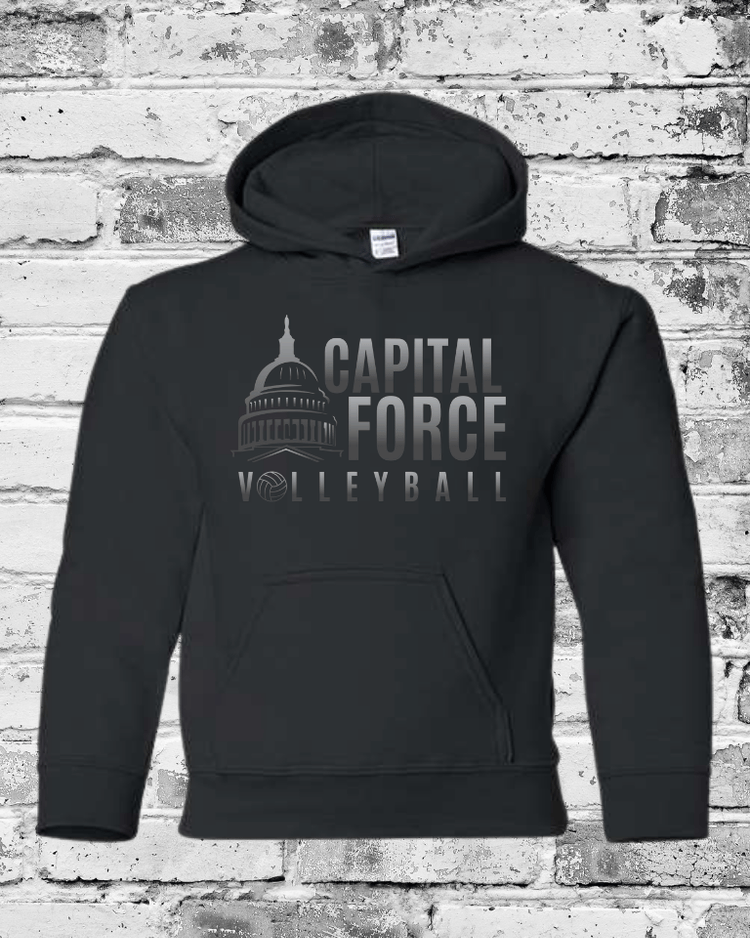 Youth Black Hoodie w/Black Ombre Logo