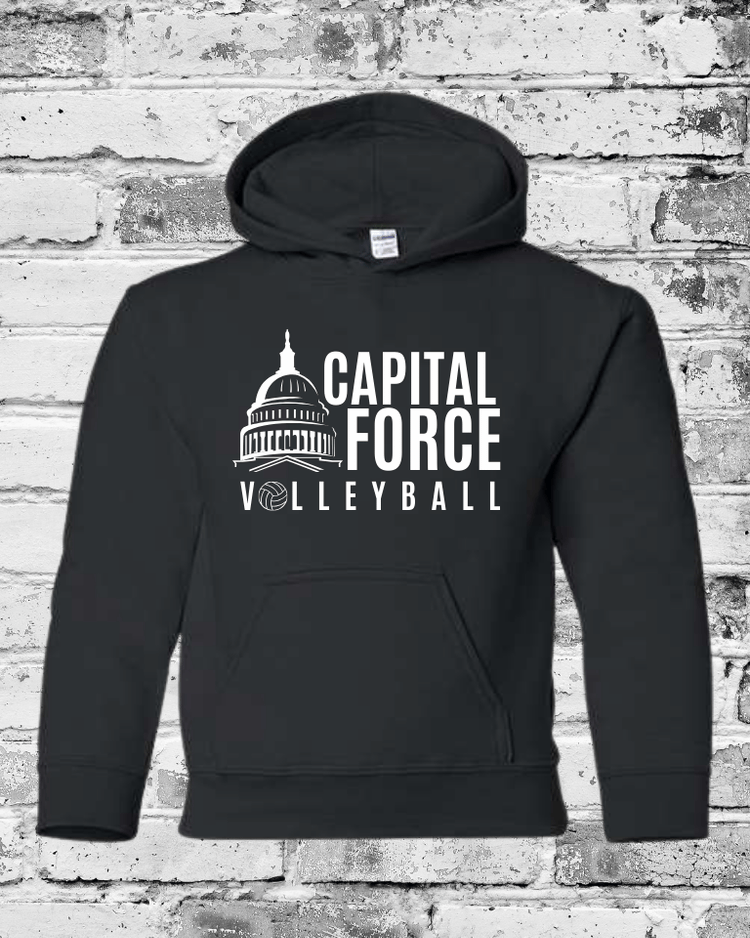 Youth Black Hoodie w/White Logo