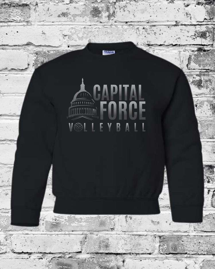 Youth Black Crewneck w/Black Ombre Logo