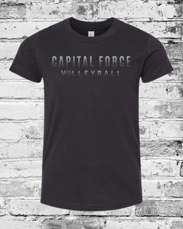 Youth Black T-Shirt w/Black Ombre Capital Force