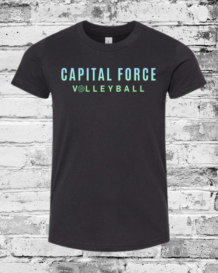 Youth Black T-Shirt w/Ombre Capital Force