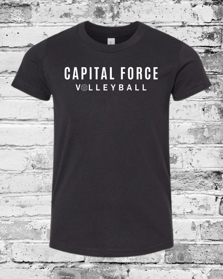 Youth Black T-Shirt w/White Capital Force