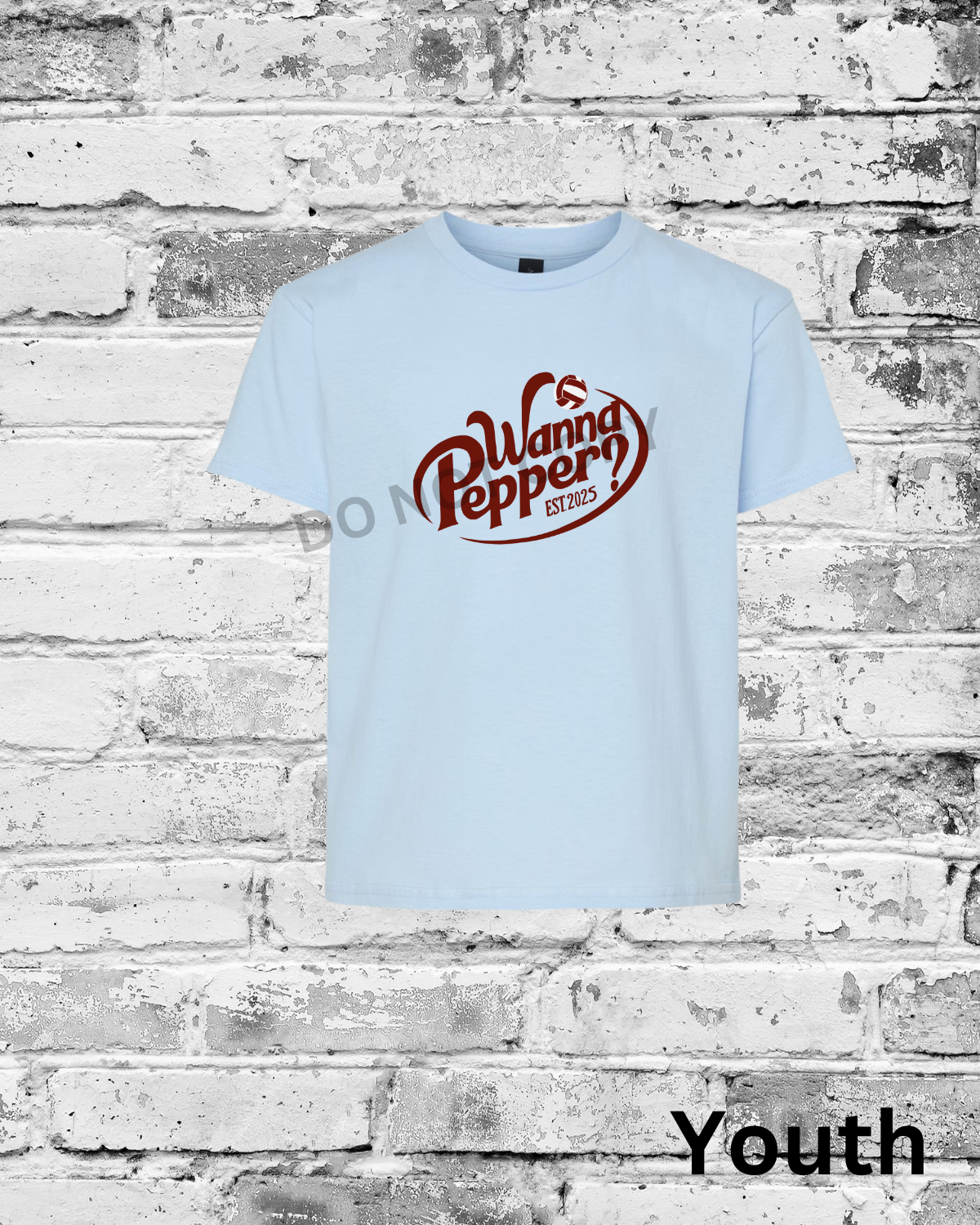 Youth Light Blue T-Shirt w/Maroon Wanna Pepper