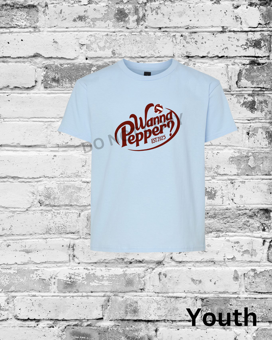 Youth Light Blue T-Shirt w/Maroon Wanna Pepper