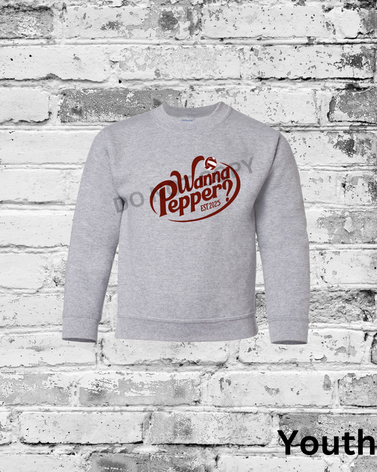 Youth Sport Grey Crewneck w/Maroon Wanna Pepper
