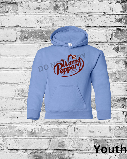Youth Carolina Blue Hoodie w/Maroon Wanna Pepper