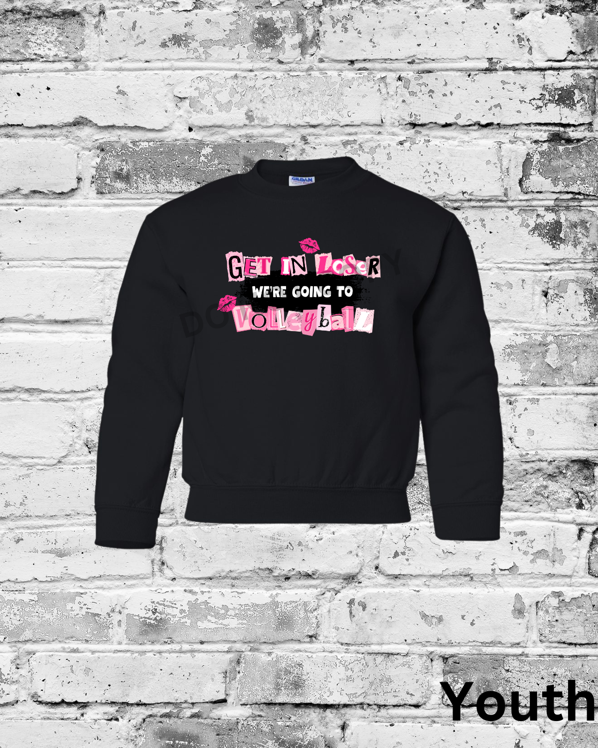 Youth Black Crewneck w/Get in Loser