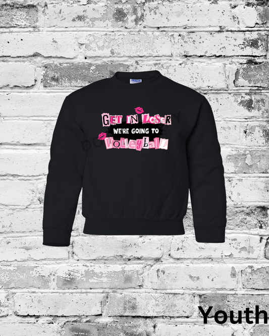 Youth Black Crewneck w/Get in Loser