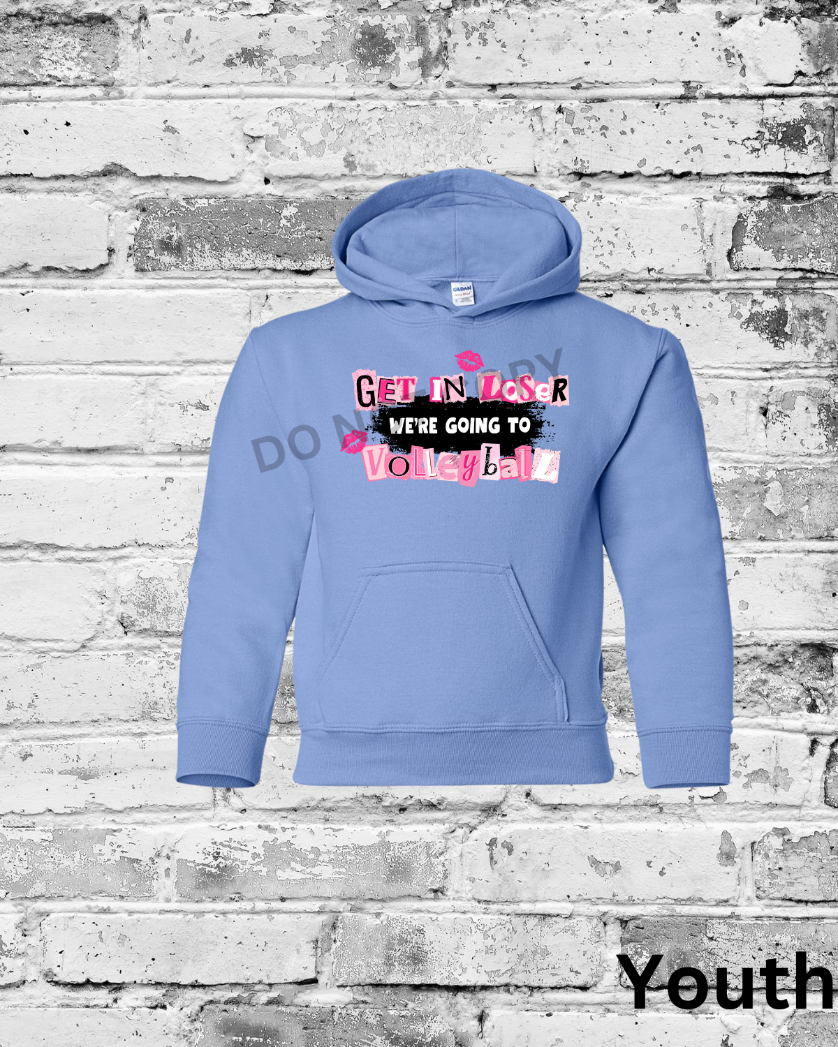 Youth Carolina Blue Hoodie w/Get in Loser