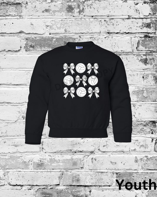 Youth Black Crewneck w/Bow