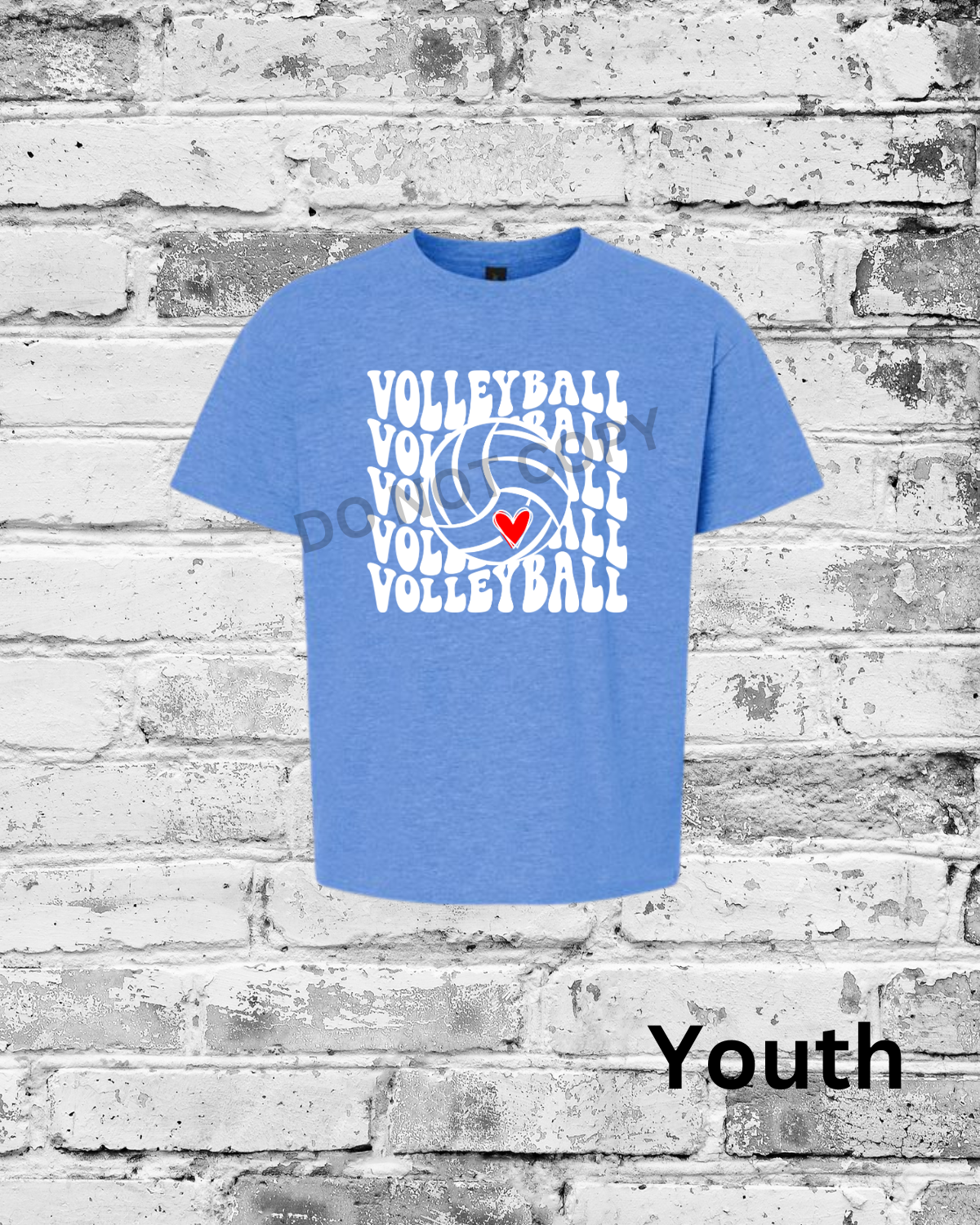 Youth Heather Royal T-Shirt w/White Wave Volleyball
