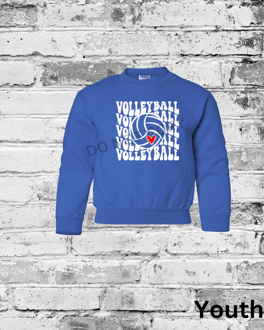 Youth Royal Crewneck w/White Wave Volleyball