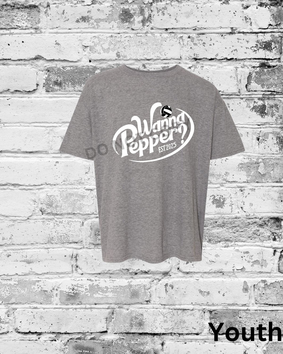 Youth Graphite Heather T-Shirt w/White Wanna Pepper